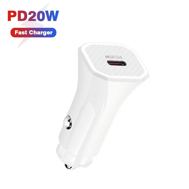TE-P2 PD20W USB-C / Type-C Car Charger with Type-C to 8 Pin Data Cable(White) TE-P2 PD20W USB-C / Type-C Car Charger with Type-C to 8 Pin Data Cable(White)