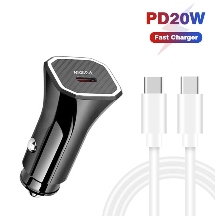 TE-P2 PD20W USB-C / Type-C Car Charger with Type-C to Type-C Data Cable(Black) TE-P2 PD20W USB-C / Type-C Car Charger with Type-C to Type-C Data Cable(Black)