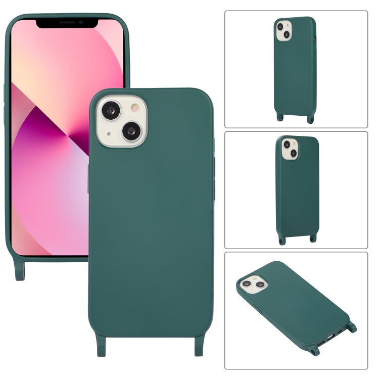 For iPhone 13 mini Crossbody Lanyard Elastic Silicone Phone Case (Dark Green) For iPhone 13 mini Crossbody Lanyard Elastic Silicone Phone Case (Dark Green)