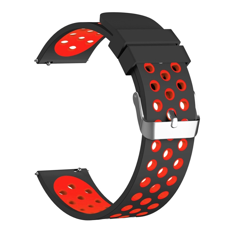 Fossil Gen 5 Carlyle/Julianna/Garrett/Carlyle HR 듀얼 컬러 실리콘 시계 밴드(블랙 레드)