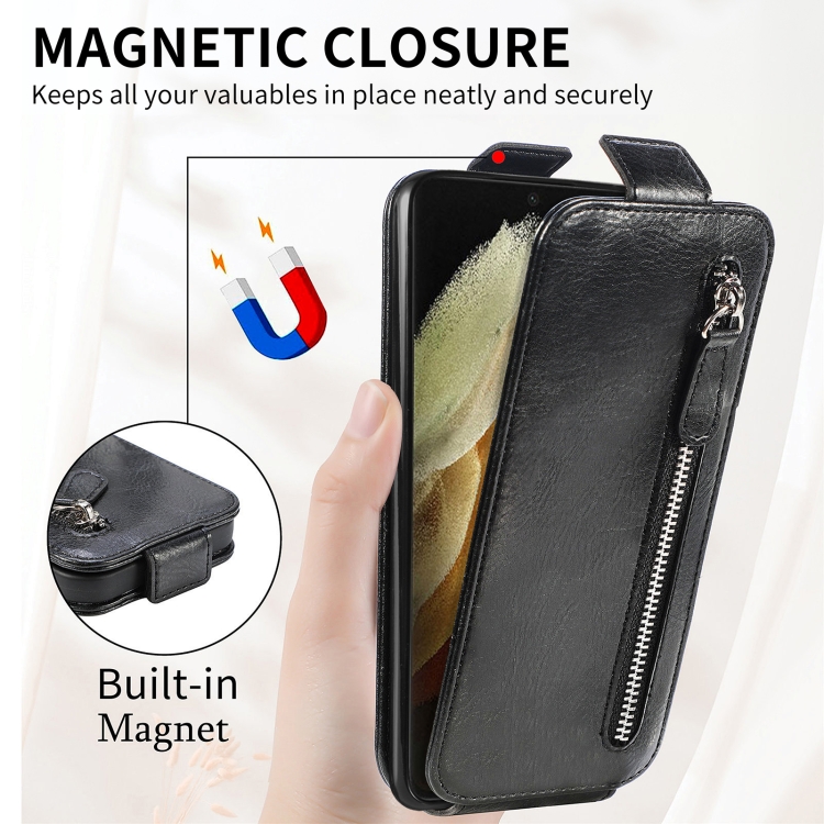 For Samsung Galaxy S21 Ultra Zipper Wallet Vertical Flip Leather Phone Case(Black) For Samsung Galaxy S21 Ultra Zipper Wallet Vertical Flip Leather Phone Case(Black)