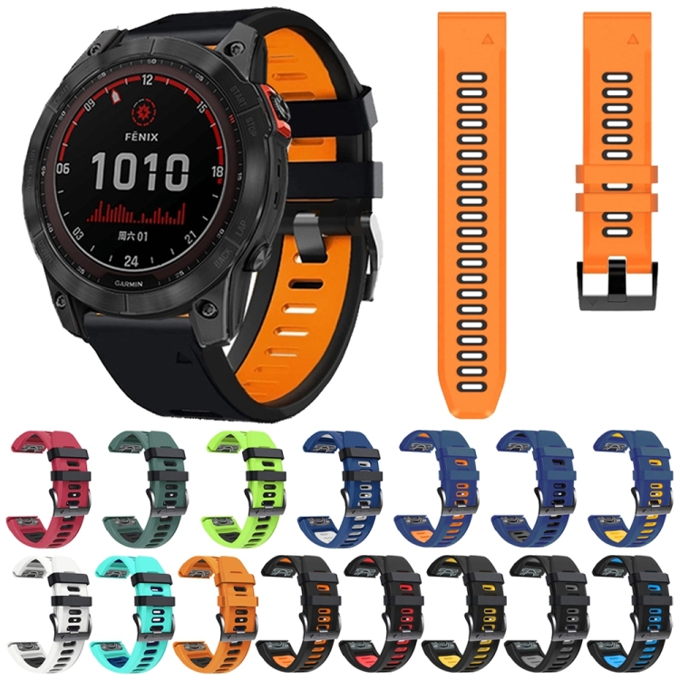 EEOM Sport Armband Aus Silikon Für Garmin Fenix 7/6/5 & ähnliche Modelle - 22 Oder 26 Mm, Schneller Wechsel, Schwarz-rot