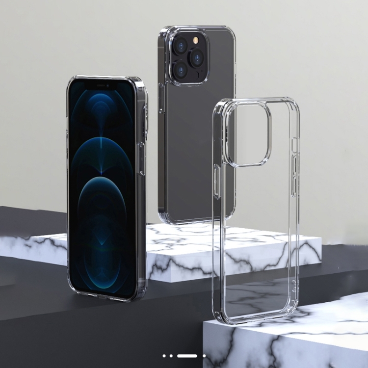 For iPhone 14 Plus Transparent Tempered Glass TPU Phone Case (Transparent)