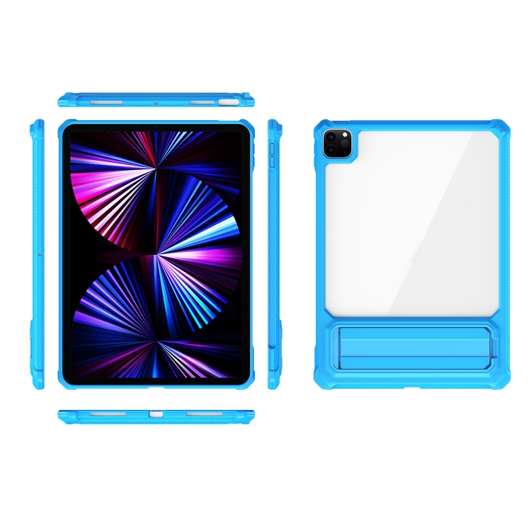 Transparent Acrylic PC TPU Tablet Case with Holder For iPad Air 2020 / Air 2022 10.9(Blue) Transparent Acrylic PC TPU Tablet Case with Holder For iPad Air 2020 / Air 2022 10.9(Blue)