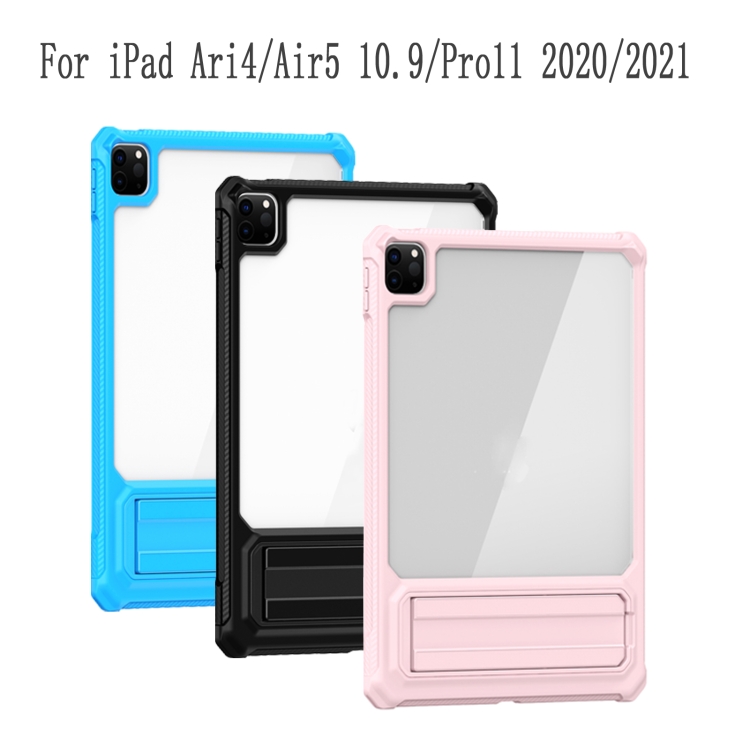 Transparent Acrylic PC TPU Tablet Case with Holder For iPad Air 2020 / Air 2022 10.9(Blue) Transparent Acrylic PC TPU Tablet Case with Holder For iPad Air 2020 / Air 2022 10.9(Blue)