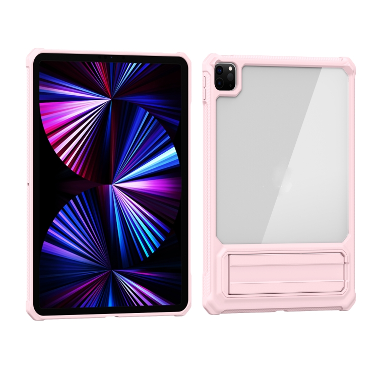 For iPad Pro 11 2020 / 2021 Transparent Acrylic PC TPU Tablet Case with Holder(Pink) For iPad Pro 11 2020 / 2021 Transparent Acrylic PC TPU Tablet Case with Holder(Pink)