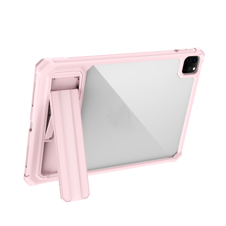 For iPad Pro 11 2020 / 2021 Transparent Acrylic PC TPU Tablet Case with Holder(Pink) For iPad Pro 11 2020 / 2021 Transparent Acrylic PC TPU Tablet Case with Holder(Pink)