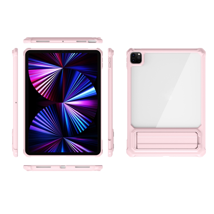 For iPad Pro 11 2020 / 2021 Transparent Acrylic PC TPU Tablet Case with Holder(Pink) For iPad Pro 11 2020 / 2021 Transparent Acrylic PC TPU Tablet Case with Holder(Pink)