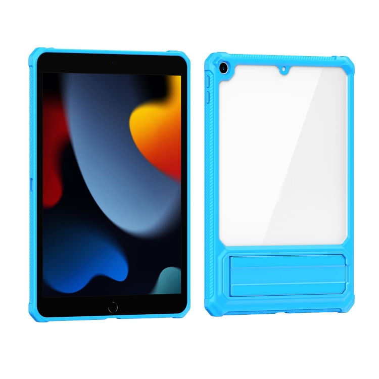 For iPad 10.2 2019 / 2020 / 2021 Transparent Acrylic PC TPU Tablet Case with Holder(Blue)
