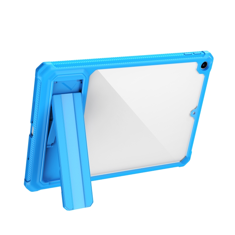 For iPad 10.2 2019 / 2020 / 2021 Transparent Acrylic PC TPU Tablet Case with Holder(Blue)