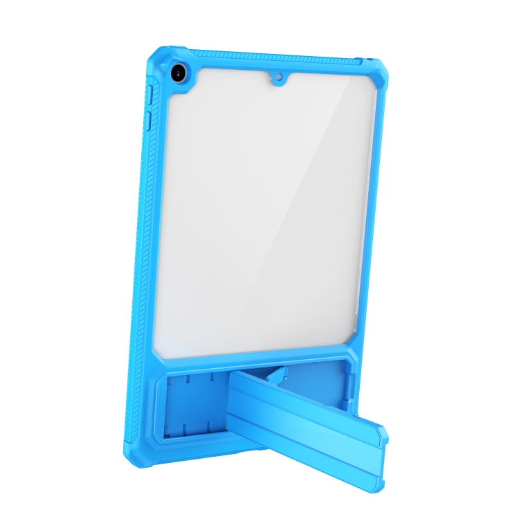 For iPad 10.2 2019 / 2020 / 2021 Transparent Acrylic PC TPU Tablet Case with Holder(Blue)