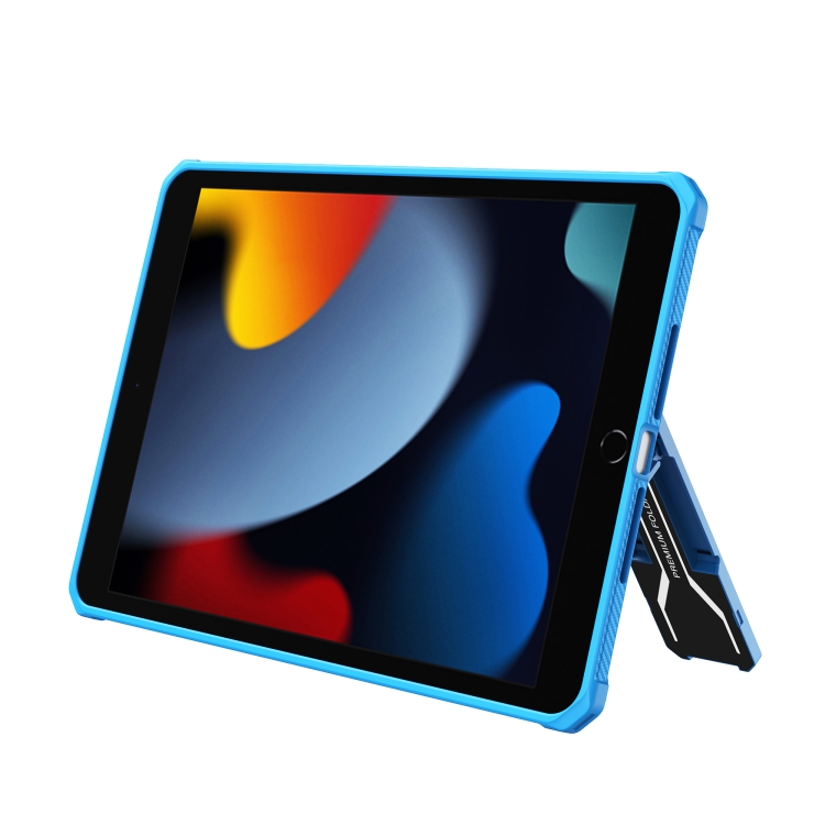 For iPad 10.2 2019 / 2020 / 2021 Transparent Acrylic PC TPU Tablet Case with Holder(Blue)