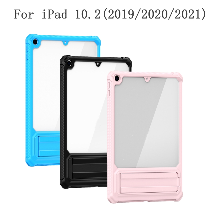 For iPad 10.2 2019 / 2020 / 2021 Transparent Acrylic PC TPU Tablet Case with Holder(Blue)