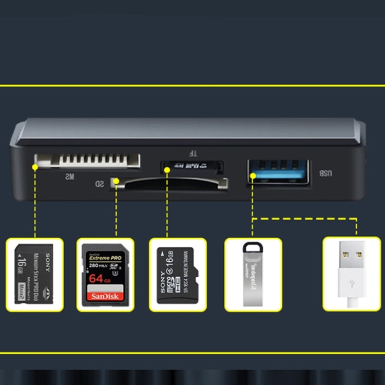 Lecteur multi-cartes USB / SD / TF / MS 4 en 1 HUB USB 3.0 8 broches
