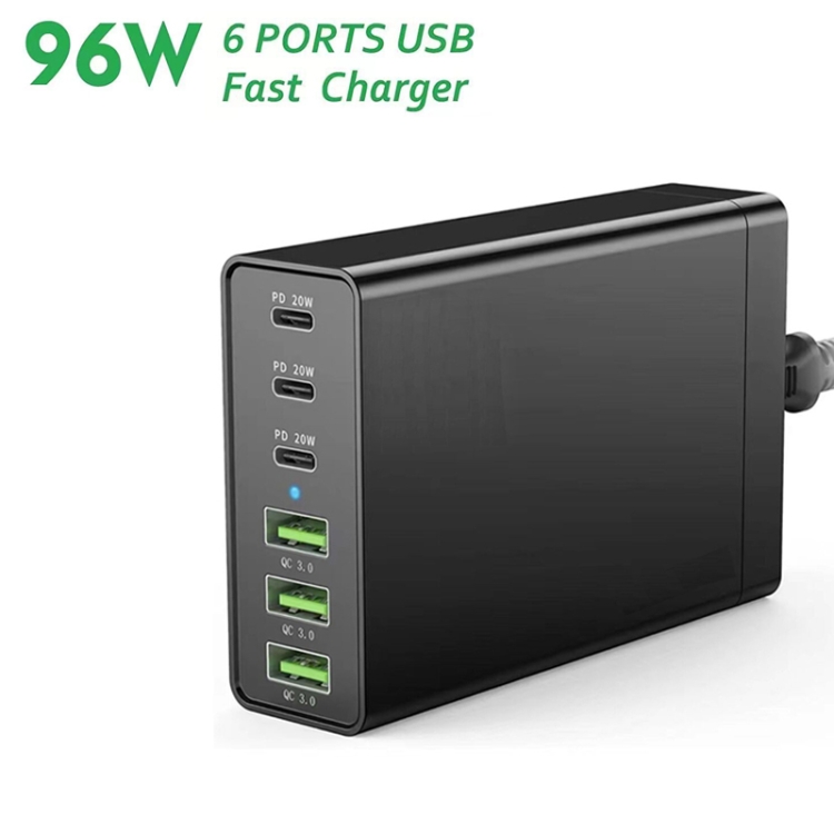 zetx-96W01A 96W PD20W x 3 + QC3.0 USB x 3 Multifunction Charger for Mobile / Tablet(US Plug) zetx-96W01A 96W PD20W x 3 + QC3.0 USB x 3 Multifunction Charger for Mobile / Tablet(US Plug)