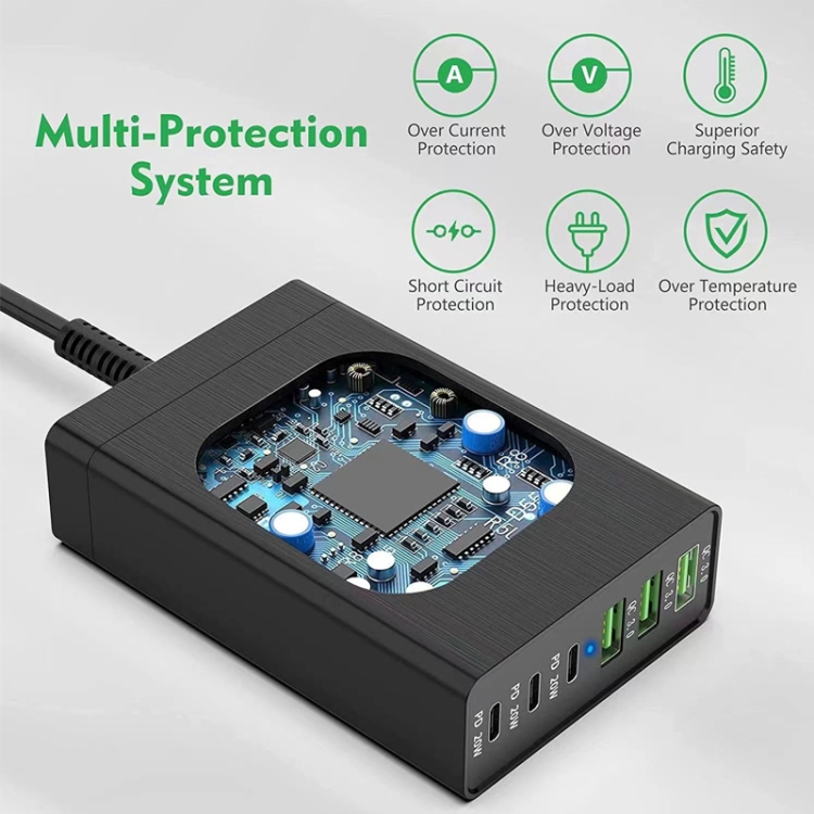 zetx-96W01A 96W PD20W x 3 + QC3.0 USB x 3 Multifunction Charger for Mobile / Tablet(US Plug) zetx-96W01A 96W PD20W x 3 + QC3.0 USB x 3 Multifunction Charger for Mobile / Tablet(US Plug)