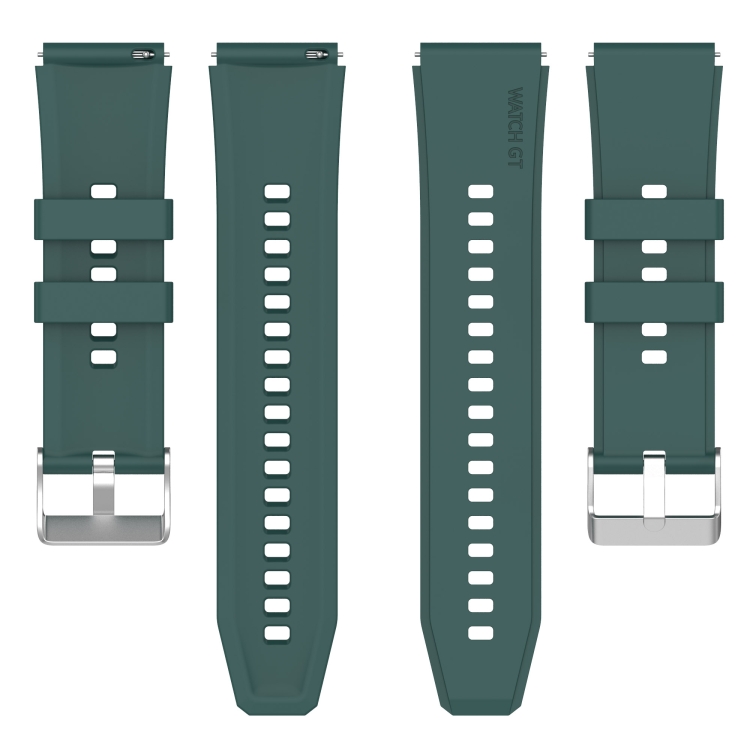 Para Huawei Watch GT2 42mm / Watch 2 20mm Cabeza sobresaliente Correa de  silicona Hebilla plateada (Verde oscuro)