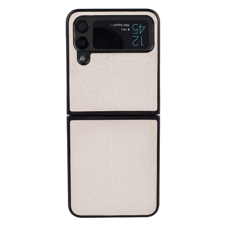 For Samsung Galaxy Z Flip4 Crazy Horse Texture Leather Phone Case(White) For Samsung Galaxy Z Flip4 Crazy Horse Texture Leather Phone Case(White)