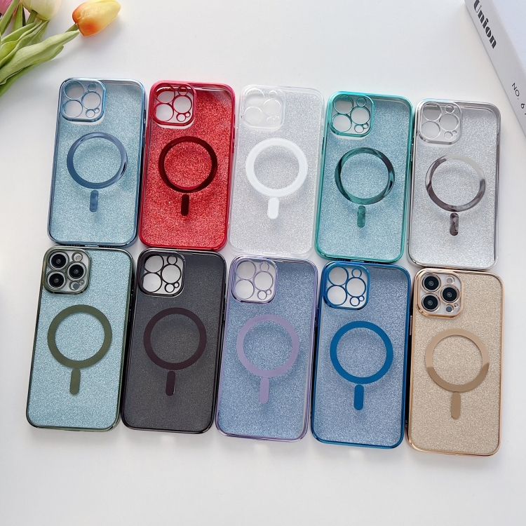 For iPhone 14 Plus Plating Magsafe Glitter Phone Case (Dark Green) For iPhone 14 Plus Plating Magsafe Glitter Phone Case (Dark Green)