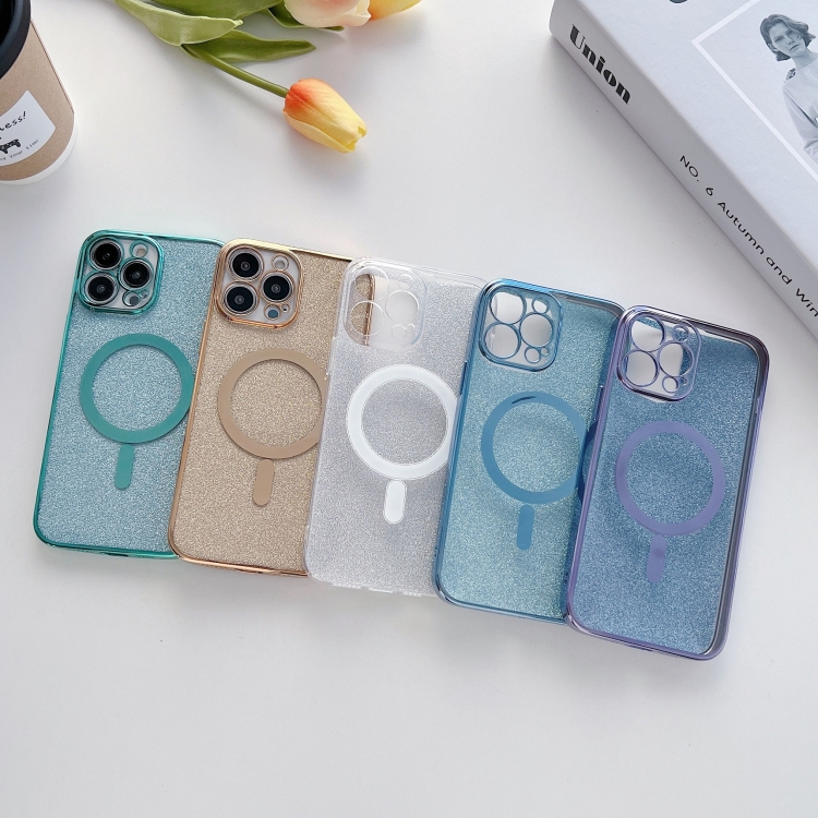 For iPhone 14 Plus Plating Magsafe Glitter Phone Case (Dark Green) For iPhone 14 Plus Plating Magsafe Glitter Phone Case (Dark Green)