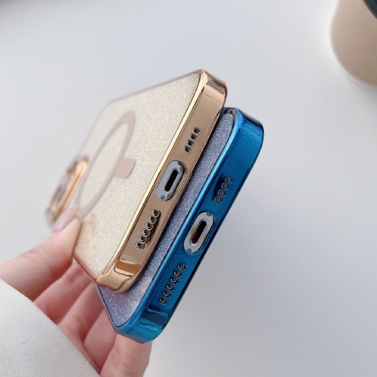 For iPhone 14 Plus Plating Magsafe Glitter Phone Case (Dark Green) For iPhone 14 Plus Plating Magsafe Glitter Phone Case (Dark Green)