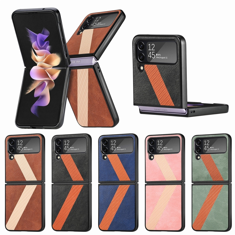 For Samsung Galaxy Z Filp4 L-Shaped Fiber Stitching Folding Phone Case(Black) For Samsung Galaxy Z Filp4 L-Shaped Fiber Stitching Folding Phone Case(Black)
