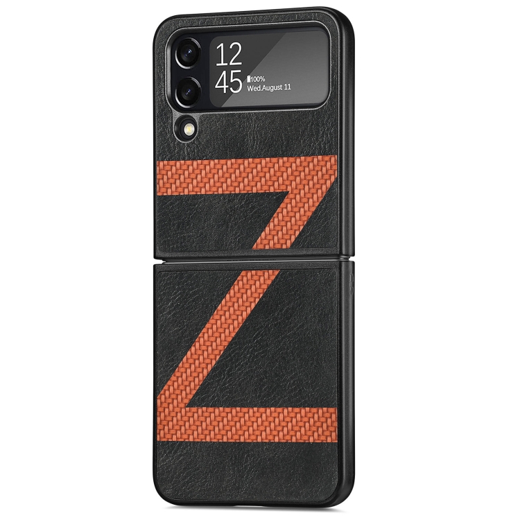 Z Shape Fiber Stitching Folding Phone Case For Samsung Galaxy Z Flip4(Black) Z Shape Fiber Stitching Folding Phone Case For Samsung Galaxy Z Flip4(Black)