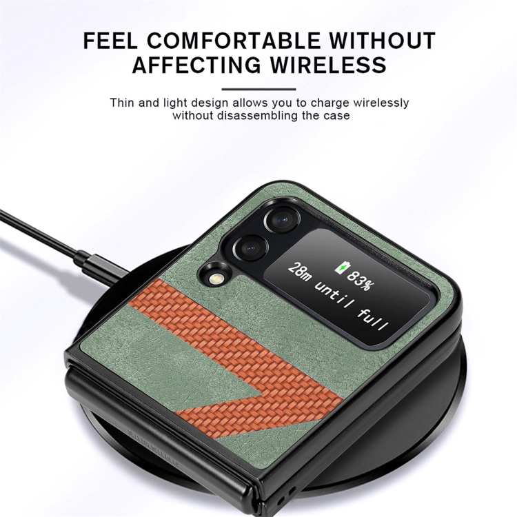 Z Shape Fiber Stitching Folding Phone Case For Samsung Galaxy Z Flip4(Black) Z Shape Fiber Stitching Folding Phone Case For Samsung Galaxy Z Flip4(Black)