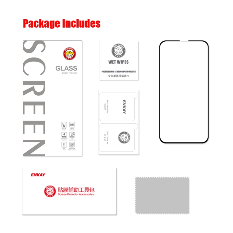 For iPhone 14 ENKAY Full Glue 0.26mm 9H 2.5D Tempered Glass Full Film For iPhone 14 ENKAY Full Glue 0.26mm 9H 2.5D Tempered Glass Full Film