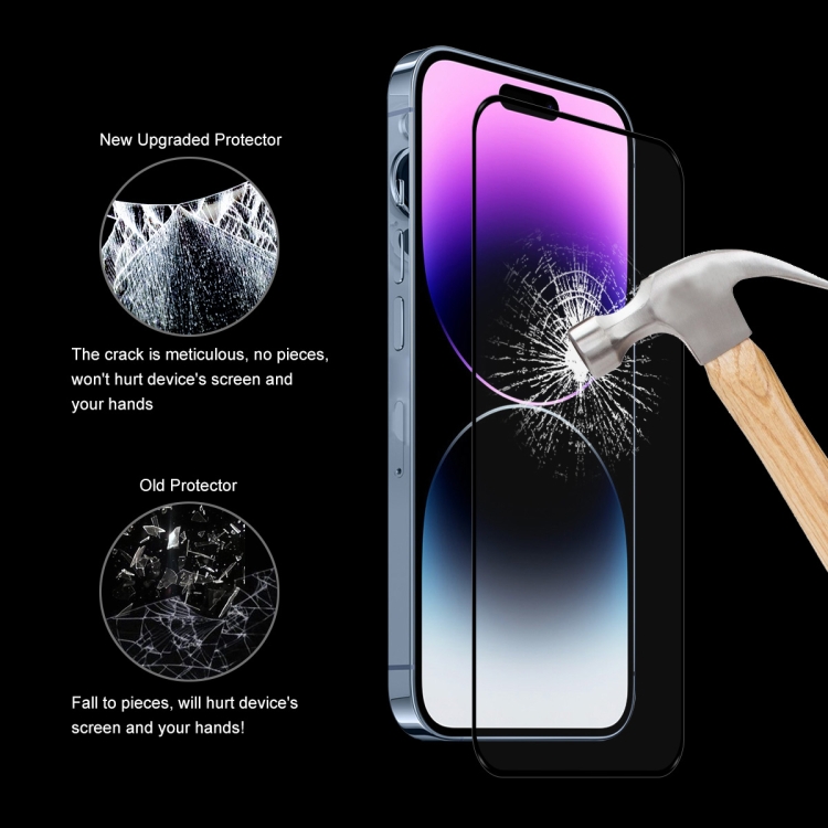For iPhone 14 Pro Max 2pcs ENKAY Full Glue 0.26mm 9H 2.5D Tempered Glass Full Film