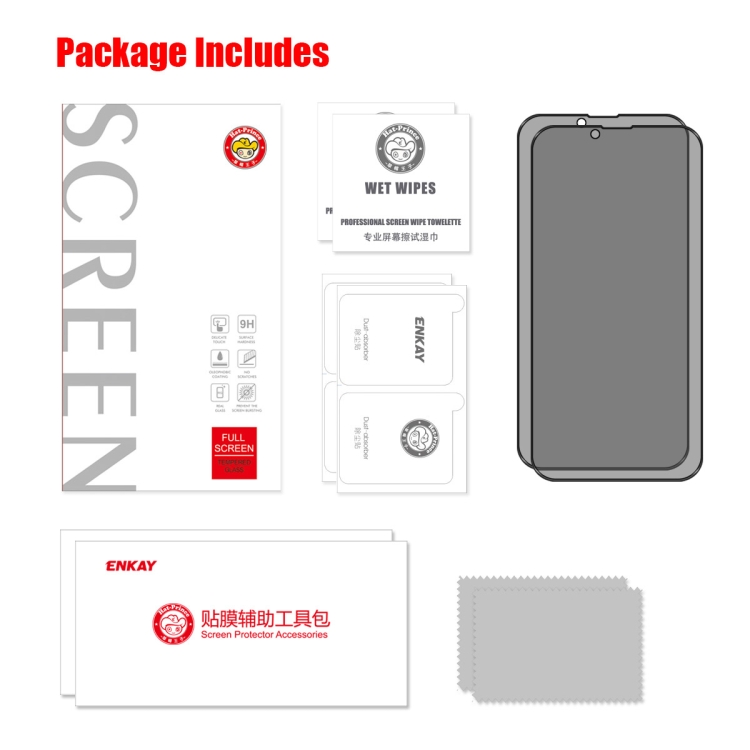 For iPhone 14 2pcs ENKAY 28 Degree Anti-peeping Tempered Glass Film For iPhone 14 2pcs ENKAY 28 Degree Anti-peeping Tempered Glass Film