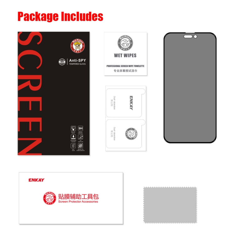 For iPhone 14 Pro Max ENKAY 28 Degree Anti-peeping Tempered Glass Film