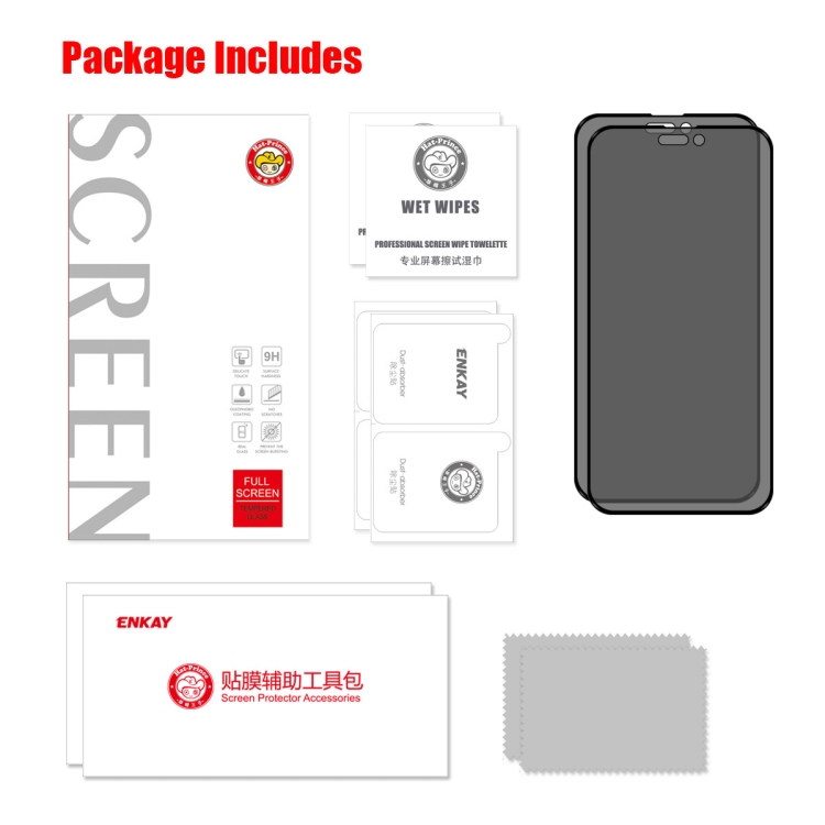 For iPhone 14 Pro Max 2pcs ENKAY 28 Degree Anti-peeping Tempered Glass Film For iPhone 14 Pro Max 2pcs ENKAY 28 Degree Anti-peeping Tempered Glass Film