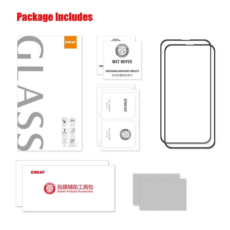 For iPhone 14 Pro 2pcs ENKAY Full Glue Tempered Glass Anti-fall Full Film For iPhone 14 Pro 2pcs ENKAY Full Glue Tempered Glass Anti-fall Full Film