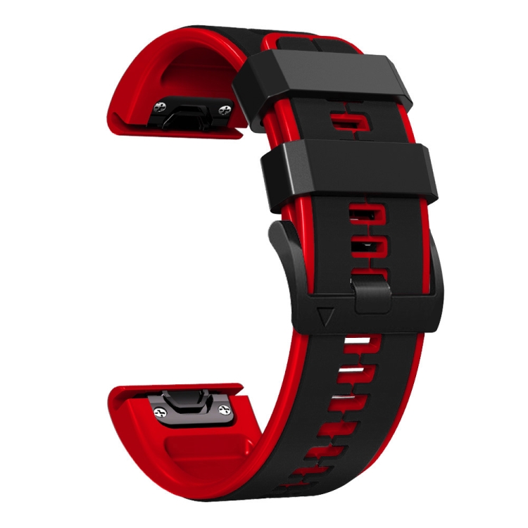 Para Garmin Fenix 3 26 mm Silicona Deportes Correa de reloj de dos colores  (Negro + Rojo)