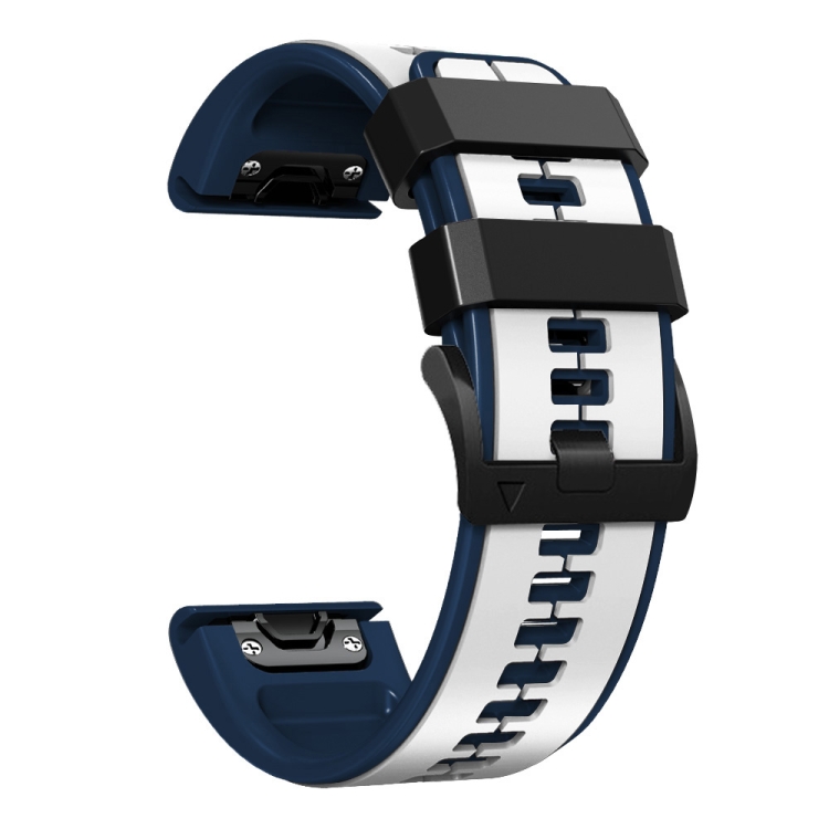 Für Garmin Fenix ​​6 Pro 22 mm Silikon Sport Zweifarbiges Uhrenarmband (Weiß  + Dunkelblau)