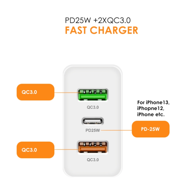 45W PD3.0 + 2 x QC3.0 USB Multi Port Quick Charger, UK Plug(Black) 45W PD3.0 + 2 x QC3.0 USB Multi Port Quick Charger, UK Plug(Black)