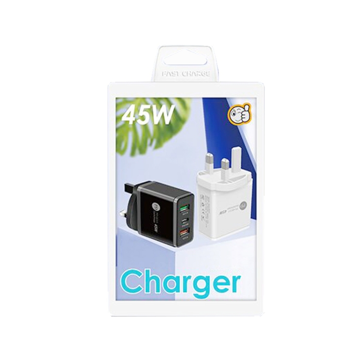 45W PD3.0 + 2 x QC3.0 USB Multi Port Quick Charger, UK Plug(Black) 45W PD3.0 + 2 x QC3.0 USB Multi Port Quick Charger, UK Plug(Black)