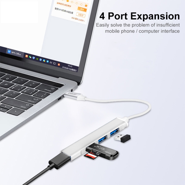 ENKAY Hat-Prince ENK-AT114 4 puertos USB 3.0 Splitter Multi-Ports Expansion HUB Extender Connector Adapter, Interfaz: USB 3.0 - B2