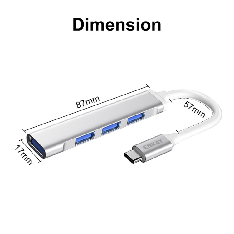 ENKAY Hat-Prince ENK-AT114 4 puertos USB 3.0 Splitter Multi-Ports Expansion HUB Extender Connector Adapter, Interfaz: USB 3.0 - B6