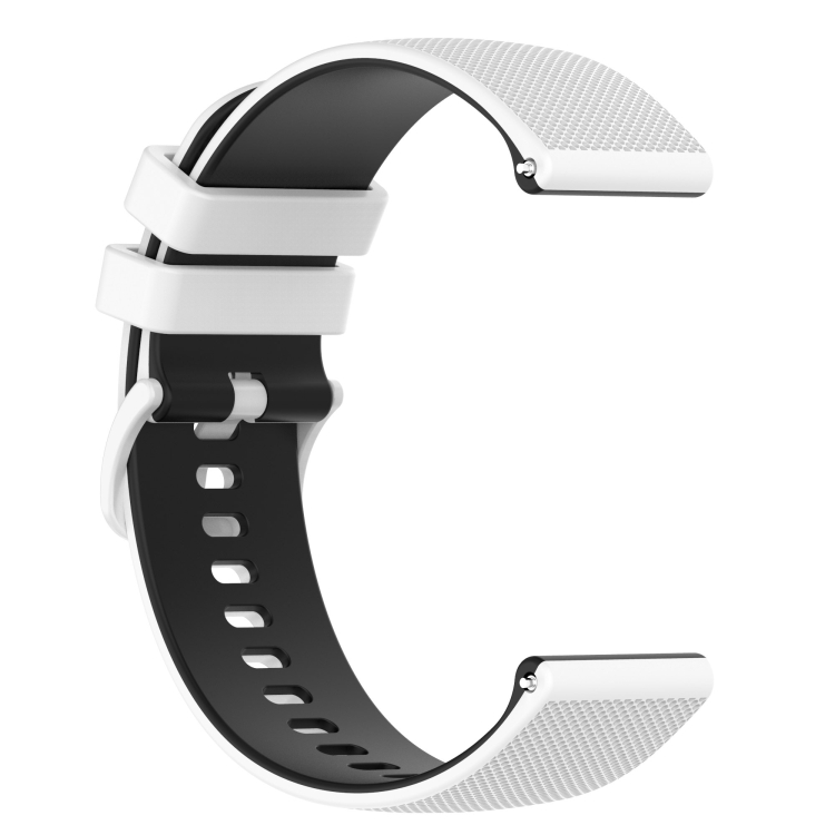 Pour bracelet de montre en silicone bicolore à carreaux Garmin Vivoactive 3  20 mm (blanc + noir)