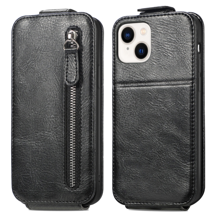 For iPhone 14 Zipper Wallet Vertical Flip Leather Phone Case(Black) For iPhone 14 Zipper Wallet Vertical Flip Leather Phone Case(Black)