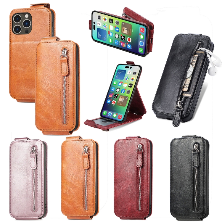 For iPhone 14 Zipper Wallet Vertical Flip Leather Phone Case(Black) For iPhone 14 Zipper Wallet Vertical Flip Leather Phone Case(Black)