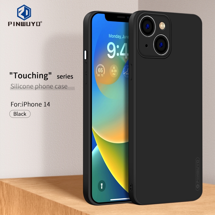 For iPhone 14 PINWUYO Sense Series Liquid Silicone TPU Phone Case (Black)