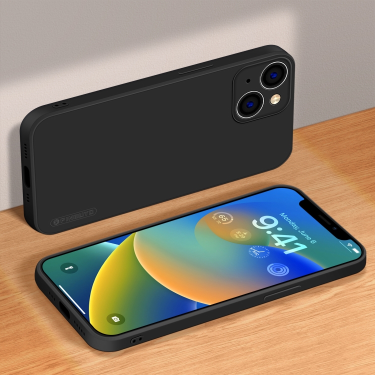 For iPhone 14 PINWUYO Sense Series Liquid Silicone TPU Phone Case (Black)