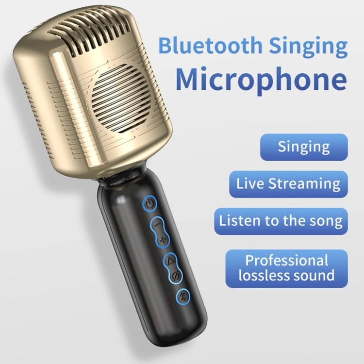 Micrófono inalámbrico KM600 TWS, reducción de ruido de mano, reproductor de música con micrófono condensador compatible con Bluetooth inteligente para cantar (plateado) - B1