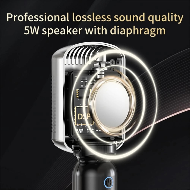 Micrófono inalámbrico KM600 TWS, reducción de ruido de mano, reproductor de música con micrófono condensador compatible con Bluetooth inteligente para cantar (plateado) - B3