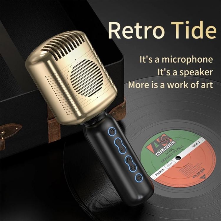 Micrófono inalámbrico KM600 TWS, reducción de ruido de mano, reproductor de música con micrófono condensador compatible con Bluetooth inteligente para cantar (plateado) - B8