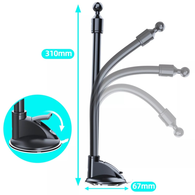 A190+X35 Car Phone Holder Windshield Sucker Mount Bendable Long Arm Stand A190+X35 Car Phone Holder Windshield Sucker Mount Bendable Long Arm Stand
