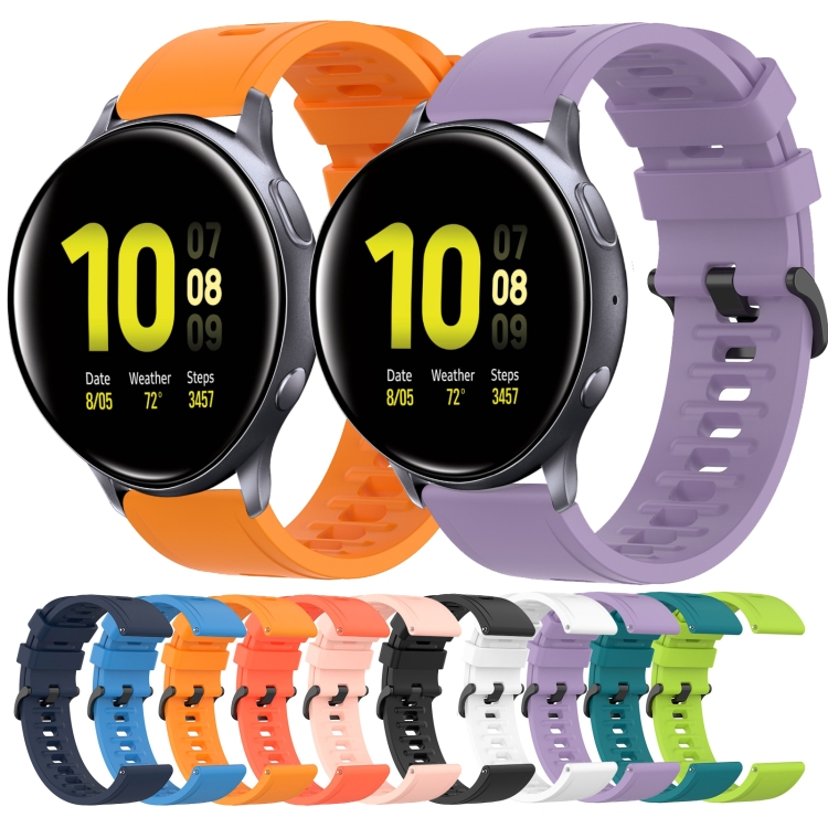 สำหรับ Samsung Galaxy Watch Active 2 44mm 20mm สีทึบสายนาฬิกาซิลิโคนอ่อนนุ่ม สีชมพู 5046